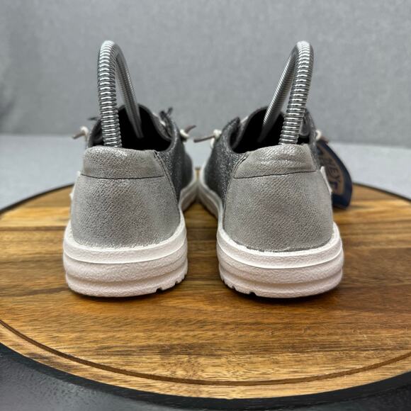 Hey Dude Wendy Metallic Sparkle Women's 7 Slip On Gray Charcoal Shoes NWT - Picture 5 of 7